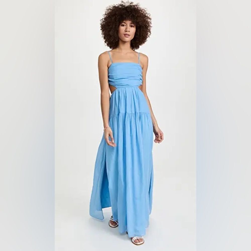 Rebecca Taylor Wrap Back Maxi Dress in Azul Blue, NWT, Size 16 - Picture 9 of 14